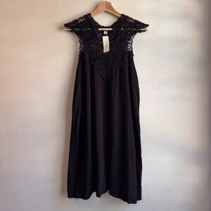 Francesca’s Blue Rain Black Crochet Bodice Mini Dress S Whimsigoth Fall Outfit